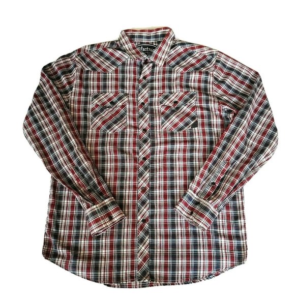 Electric Evolution Men's Red and Blue Plaid Button Up Shirt Large western - Picture 1 of 7